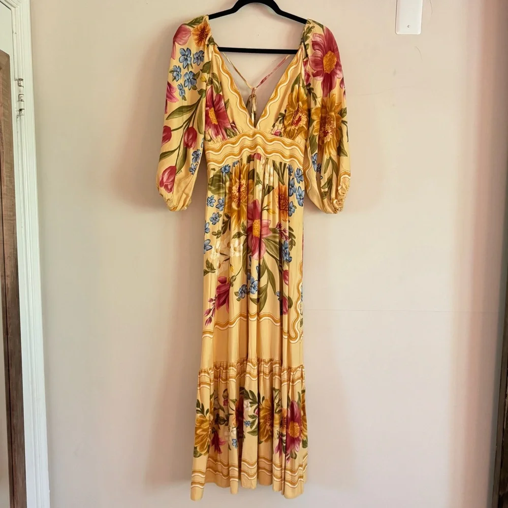 Farm Rio Vestido Cropped Floral Mari Amarelo - Picture 5 of 9